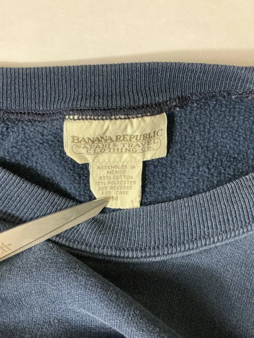Vintage 80s Banana Republic Safari Blue Logo Men's Sweatshirt M